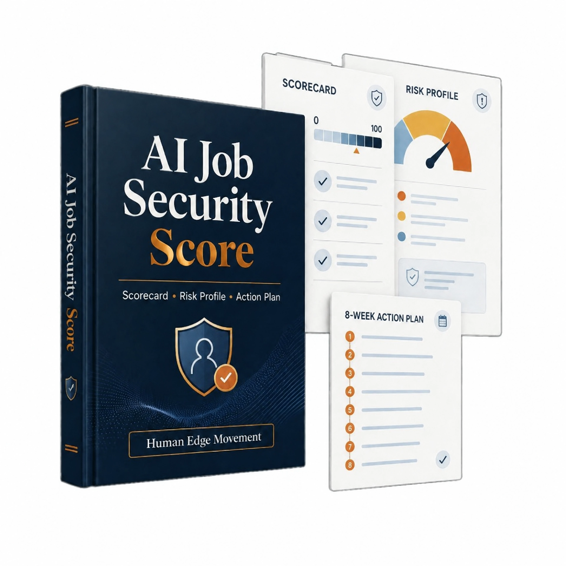 AI Job Security Score report package — scorecard, risk profile and 8-week action plan
